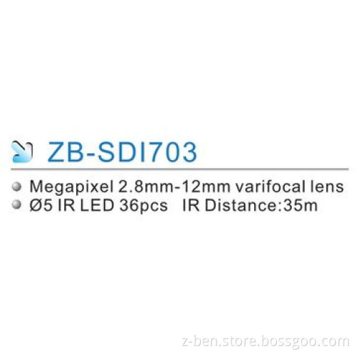 HD SDI Camera with 2.8 to 12mm Varifocal Lens, 12V DC Power Supply